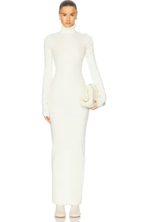 ÉTERNE Long Sleeve Turtleneck Maxi Dress in Cream - Cream. Size L (also in M, S, XL, XS).