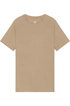 alo The Triumph Crew Neck Tee in Gravel - Brown. Size S (also in ).