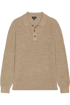 CLUB MONACO Refined Texture Polo in Oatmeal Heather - Beige. Size M (also in S).