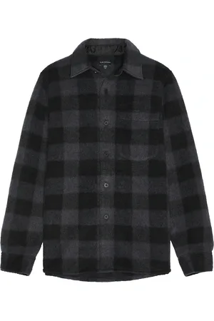 CLUB MONACO High Texture Shirt Jacket in Blue Multi - Slate. Size L (also in M, S, XL/1X).