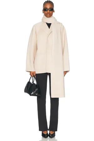 EAVES Osher Wool Coat in Ivory - Ivory. Size L (also in M, S, XL, XS, XXS).