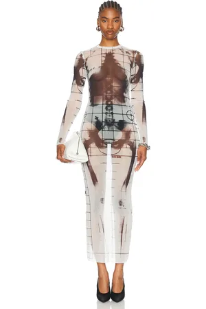 Jean Paul Gaultier Squeletor Long Dress in White & Black - White. Size L (also in M, S, XL, XS, XXS).