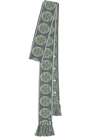 VALENTINO GARAVANI Cerchio Con Fior Scarf in Avorio Blu & Verde Acqua - Green. Size all.