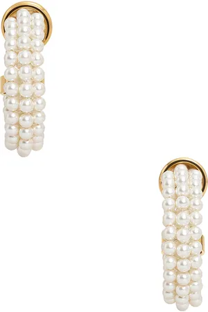 Alaïa Pearl Hoop Earrings in Blanc Nacre - Ivory. Size all.