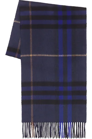 Burberry Giant Check Cashmere Scarf in Midnight - Blue. Size all.