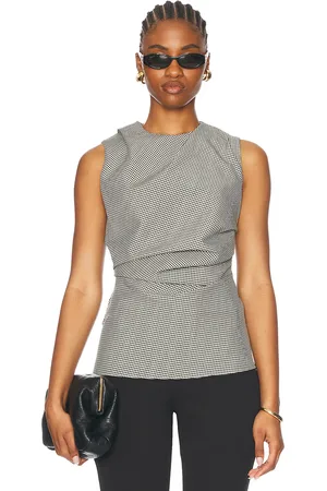 Rohe Mini Check Cowl Neck Top in Cream & Black Small Check - Black,White. Size 34 (also in 36, 38, 40, 42).