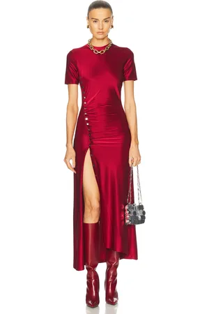 Paco rabanne Short Sleeve Midi Dress in Scarlet Red - Red. Size 34 (also in 36, 38, 40, 42).