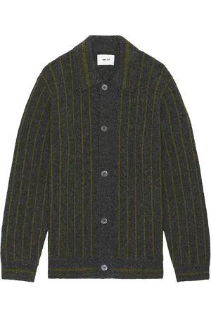 NN.07 Darren Polo Cardigan in Medium Grey Melange - Grey. Size L (also in S, XL/1X).