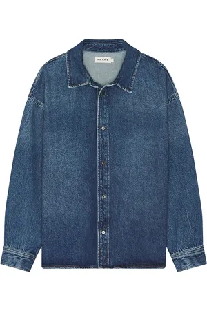 Frame Relaxed Heavy Denim Shirt in Dreams - Blue. Size L (also in M, XL/1X).