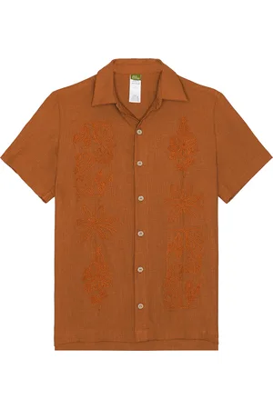 Agua Bendita Jack Shirt in Coral - Metallic Copper. Size L (also in S, XL/1X).