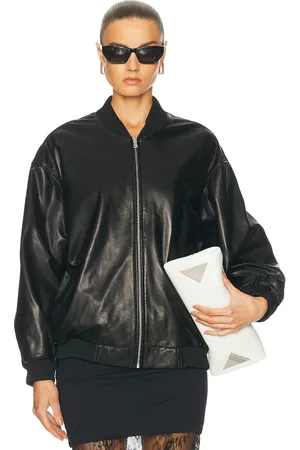 Nour Hammour Marly Leather Bomber Jacket in Black - Black. Size 34 (also in 36, 38, 40, 42, 44).