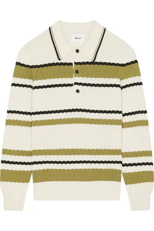 NN.07 Alfie Polo Sweater in Ivory - Ivory. Size L (also in M, XL/1X).
