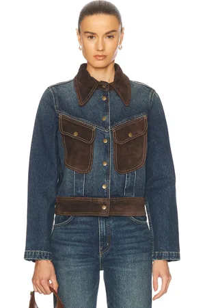NILI LOTAN Brooklyn Denim Jacket in Simon Wash - Blue. Size L (also in M, S).