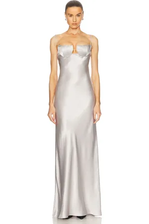 Anna October Tulip Maxi Dress in Silver - Metallic Silver. Size L (also in M, S).