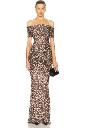 SER.O.YA Sasha Maxi Dress in Spotted Bengal - Brown. Size L (also in M, S, XL, XS).