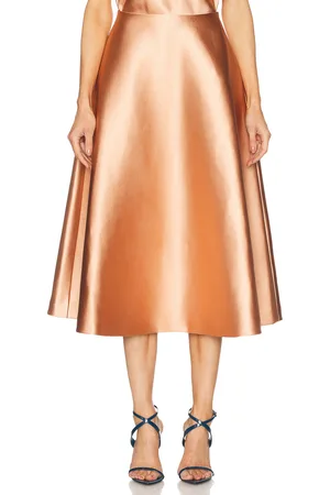 Carolina Herrera Midi Circle Skirt in Clay - Metallic Copper. Size 2 (also in 4, 6, 8).