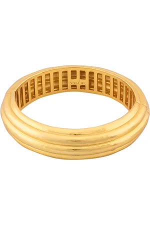 VALÉRE Ribbed Bangle Bracelet in 22k Gold Plated - Metallic Gold. Size all.