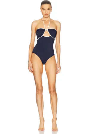 JOHANNA ORTIZ Sea Salt One Piece Swimsuit in Navy & Ecru - Navy. Size L (also in XS).