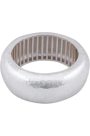 VALÉRE Domed Large Bangle Bracelet in Silver Plated - Metallic Silver. Size all.