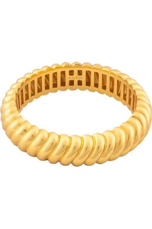 VALÉRE Ripple Bangle Bracelet in 22k Gold Plated - Metallic Gold. Size all.