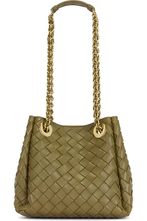 Bottega Veneta Small Parachute Bag in Algae & Muse Brass - Olive. Size all.