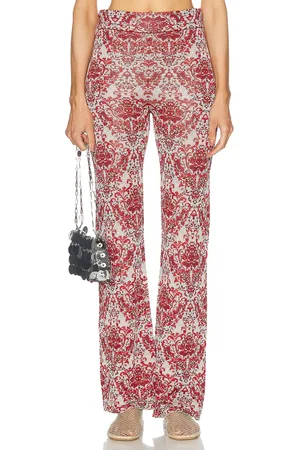 Paco rabanne High Waisted Legging in Red & Silver Paisley - Red. Size L (also in M, S, XS).