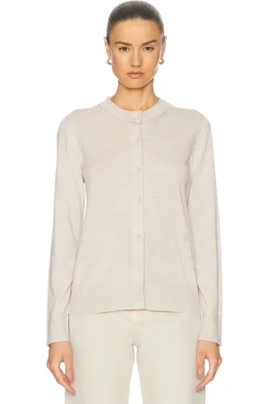Burberry Crewneck Cardigan in Nutmeg - Cream. Size L (also in M, S, XS).