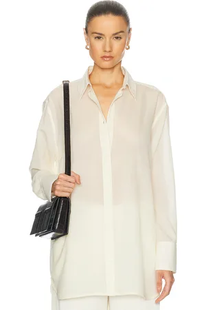 Totême Relaxed Voile Shirt in Milk - Ivory. Size 34 (also in 38).