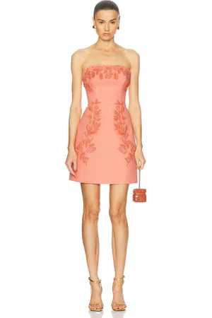 Carolina Herrera Strapless Mini Dress in Sunset - Coral. Size 0 (also in 2).