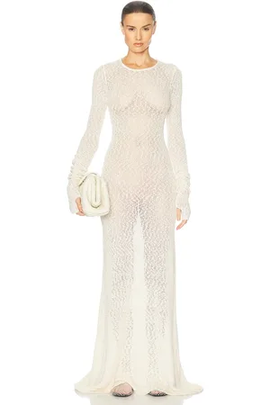 Helsa Tatum Maxi Knit Dress in Ivory - Ivory. Size L (also in M, XL).