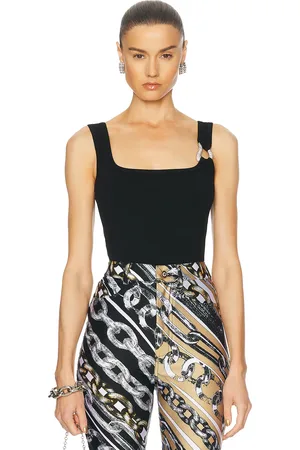 AREA Crystal Link Tank Top in Black - Black. Size L (also in M, S, XS).