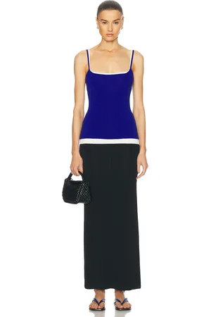 Staud Ignacio Dress in Deep Sea Black & Ivory - Blue,Navy. Size L (also in M, S, XS).