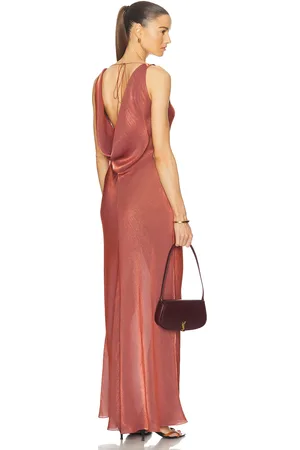 Anna October Nathalie Maxi Dress in Terracotta - Burgundy. Size L (also in M, S).