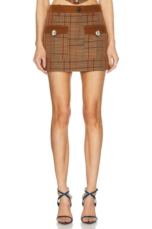 AREA Crystal Mini Skirt in Caramel Mulit - Brown. Size 2 (also in 4, 6, 8).