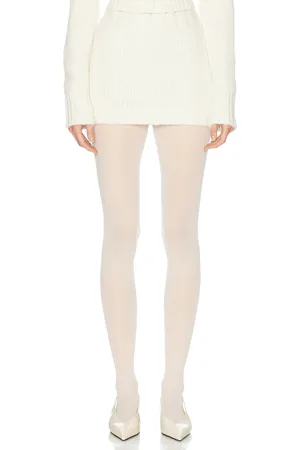 Helsa Annabelle Knit Skirt in Ivory - Ivory. Size L (also in M, S, XL, XS, XXS).