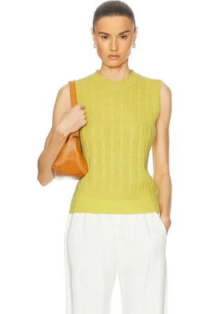 Guest In Residence Cashmere Cable Vest in Lemon - Yellow. Size L (also in M, S, XL).
