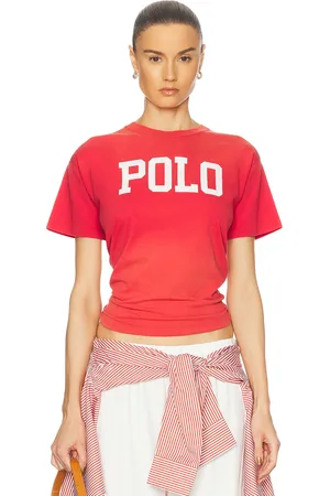 Ralph Lauren Logo Cotton Jersey Crewneck Tee in Sunrise Red - Red. Size M (also in S, XS).