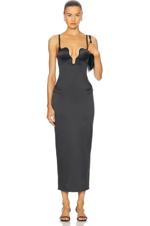 FLEUR DU MAL U-Plunge Maxi Dress in Black - Black. Size L (also in S).