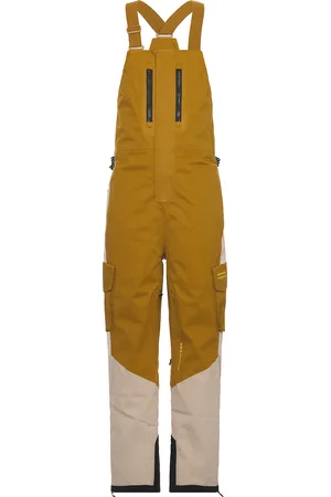 Whitespace 2L Cargo Insulated Bib Pant in Taupe & Green Khaki - mustard. Size L (also in M, S, XL/1X).
