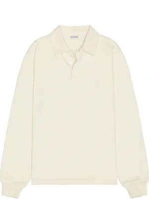 Burberry Embroidered B-Shield Rugby Top in Alpine - Ivory. Size L (also in M, S, XL/1X).
