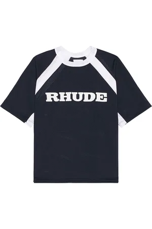 Rhude Mesh Tee in Navy & Stark White - Black. Size L (also in M, XL/1X).