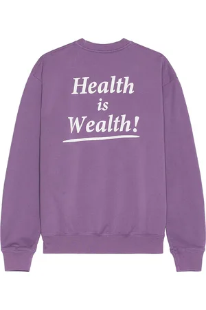 Sporty & Rich Health Is Wealth Crewneck in Dusty Grape - Purple. Size L (also in M, S, XL/1X).