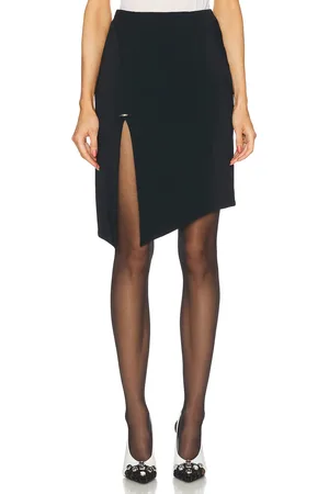 MUGLER Slit Long Skirt in Black - Black. Size 40 (also in 42).