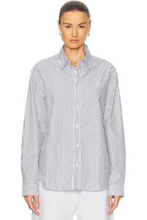 Acne Studios Sunnie Striped Shirt in Navy Black & White - Blue. Size L (also in M, S, XS).