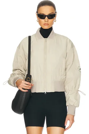 adidas Truenature Cropped Bomber Jacket in Desert Sand - Taupe. Size L (also in M, S, XS).