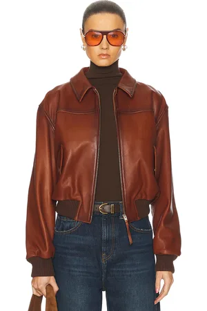 Acne Studios Loroma Leather Jacket in Tobacco Brown - Brown. Size 38 (also in 40).