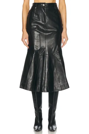 Sportmax Papiro Leather Skirt in Black - Black. Size 0 (also in ).
