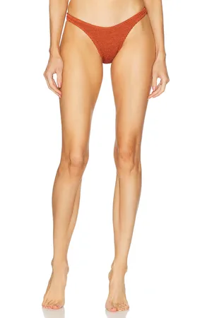 Bond Eye Scene Brief Bikini Bottom in Bronze Shimmer - Rust. Size all.