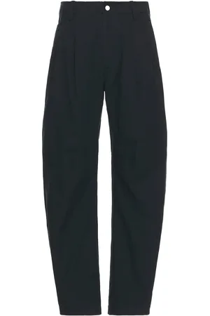 AFTER PRAY Curved Two Tuck Pants in Navy - Navy. Size L (also in M, S).