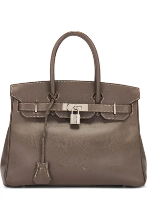 Hermès Epsom Birkin 30 Handbag in Etain & Bleu Thalassa - Taupe. Size all.